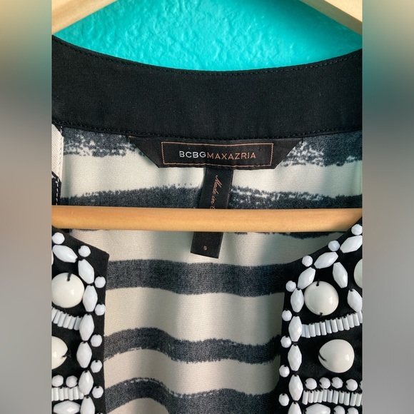 BCBG MaxAzria Black and white Striped mini dress. - Picture 9 of 9